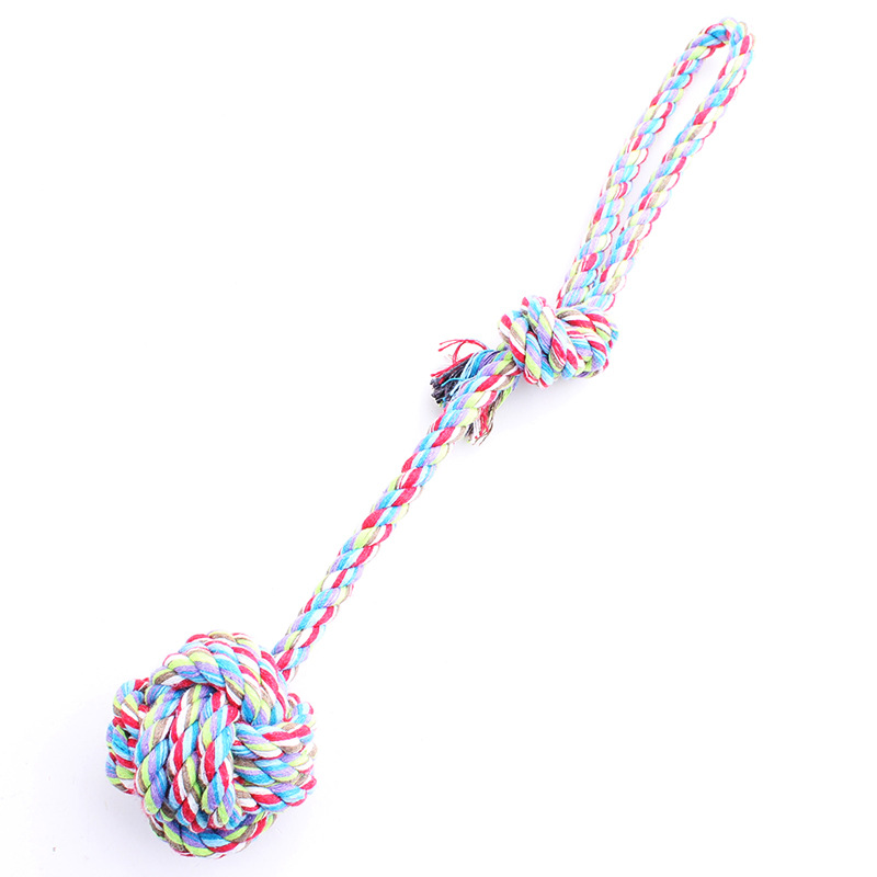 Colorful stripe made by cotton stripe with ball dog toy pet product