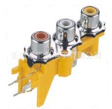 厂家直销供应莲花插座RCA-313PB音视频 3孔同芯插座AV3-8.4-13