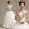 Single shoulder wedding dress Crystal flash drill tube top strap