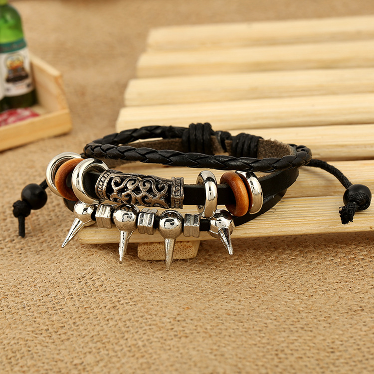 Pulsera Cuero Punk Joyas Punk Cuero De Vaca Personalizado display picture 1