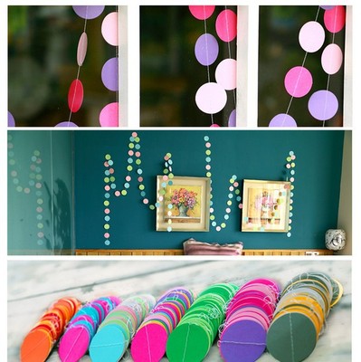 婚庆装饰多彩串片拉条挂条拉花 节日装饰纸串 派对用纸片串|ms