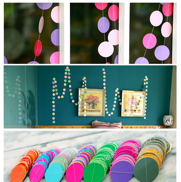 婚庆装饰多彩串片拉条挂条拉花 节日装饰纸串 派对用纸片串|ms