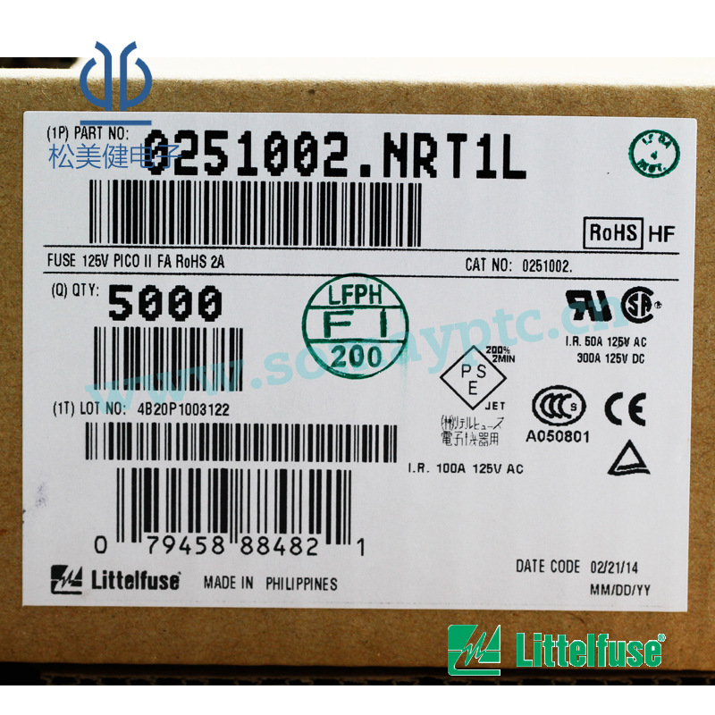 电阻式保险丝0251002.NRT1L/0253力特Littelfuse 一级代理商进口
