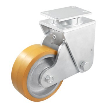 150 200 250  直径重型  黄色PU包生铁轮平底固定防震脚轮