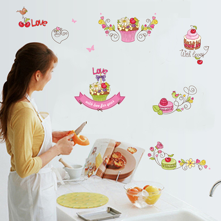 三代可移除墙贴 卡通蛋糕 创意客厅卧室玻璃贴纸ABC1035|ms