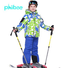 跨境电商phibee菲比小象儿童滑雪服套装男女童棉服棉衣裤冲锋衣