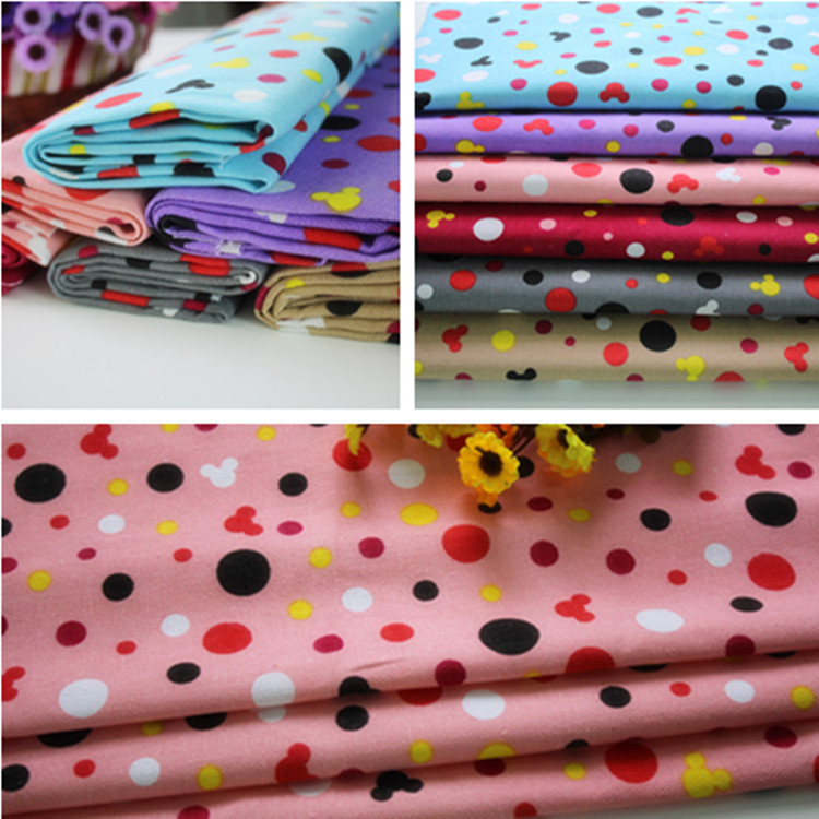 高檔印花米奇波點 帆布 大貨供應大花圓圈滌棉沙發布料加厚 批發