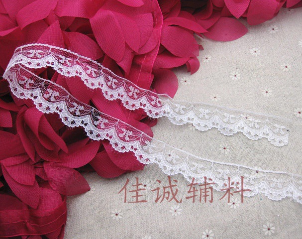 无弹力单边波浪蕾丝花边 服装辅料 DIY配件 2.5CM　黑/白