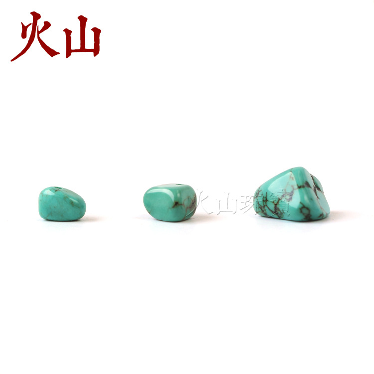 火山 西藏老矿优化高瓷仿绿松石不规则隔珠散珠中孔随行 批发