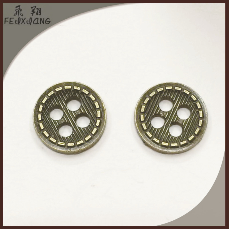 厂价供应大衣扣 女士貂皮圆形大衣扣 四孔金属大衣扣