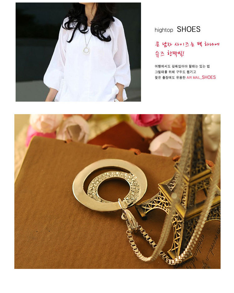 Ol Fashion Temperament Diamond Round Silver Long Chain Alloy Double Ring Sweater Chain display picture 7
