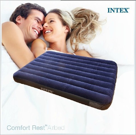 美國INTEX沖氣床㊣68758豪華燈心絨拉帶式雙人床|充氣床墊