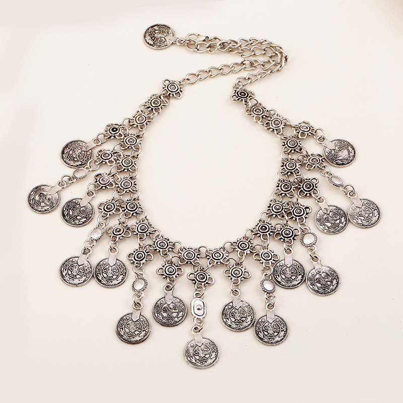 Alloy Material Vintage Style Round Monogram Alloy Plating Women's Necklace