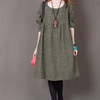 Spring fashionable long dress with sleeves, city style, long sleeve, Korean style, loose fit, floral print, round collar, maxi length, plus size