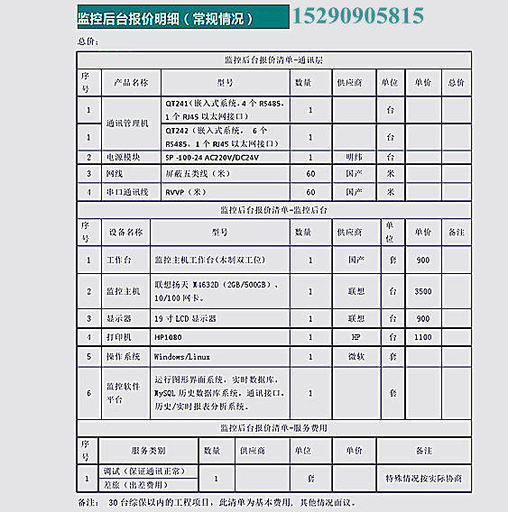 0004報(bào)價(jià)明細(xì)30臺(tái)綜保