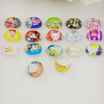混款卡通动画儿童戒指 玩具戒指 格子铺 热转印塑料指环