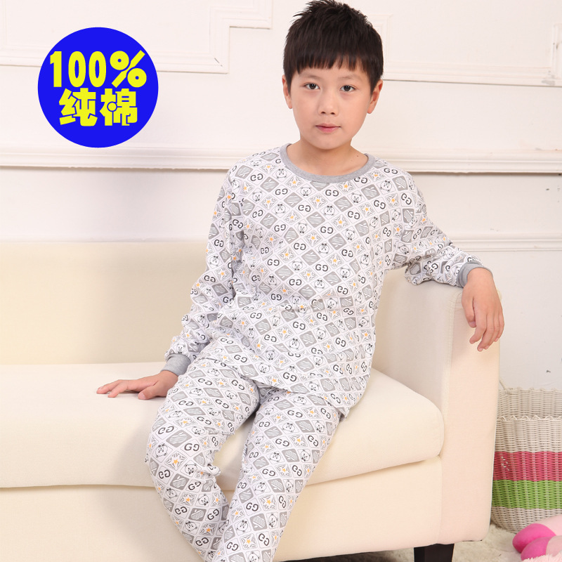 Conjunto de ropa interior de algodón para niños con plumas de Arco Iris para niños y niñas suéter de algodón ropa de otoño pantalones largos conjunto de ropa interior pantalones de suéter de Estudiante