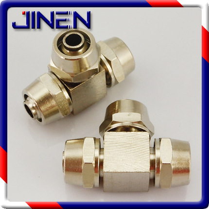 【源头工厂】快拧三通 6 8 10 12mm 气动接头 品质保证 铜镀镍