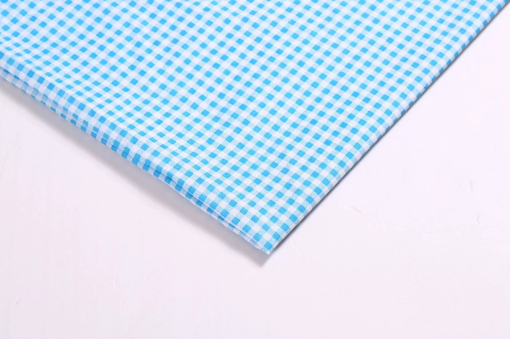Gingham polyester fabric, small check, flat-grain, multipurpose for clothing & crafts