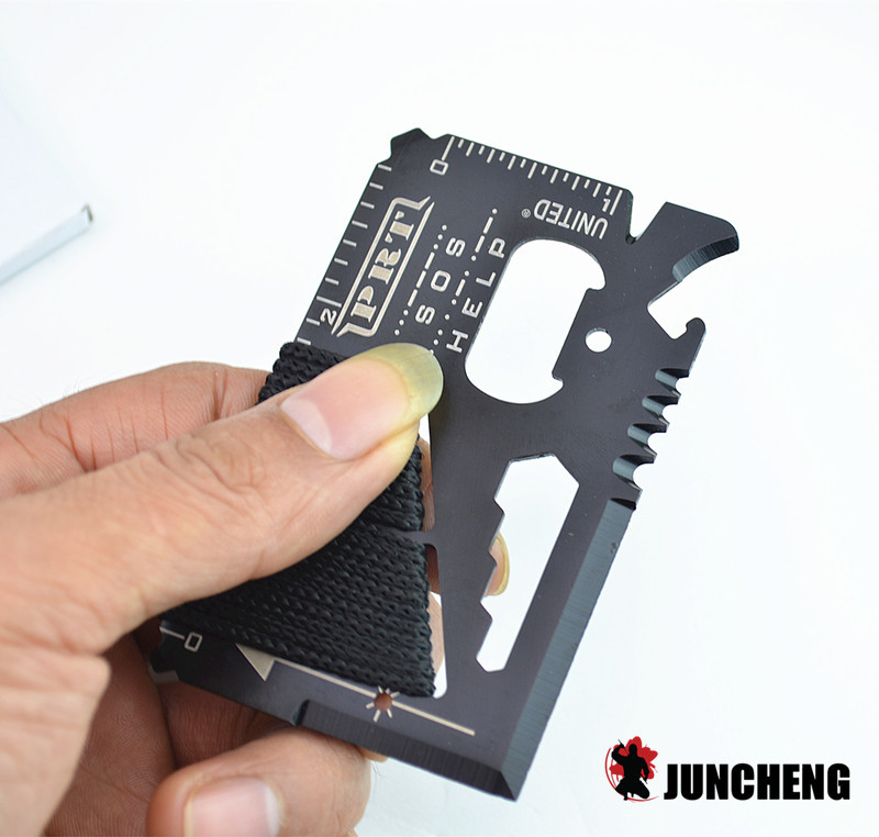 跨境大号瑞士军刀卡多功能刀卡野营工具卡14功能多用缠绳卡片刀