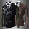 Autumn winter new foreign trade fashion color multi zipper Korean version men repair collar coat coat