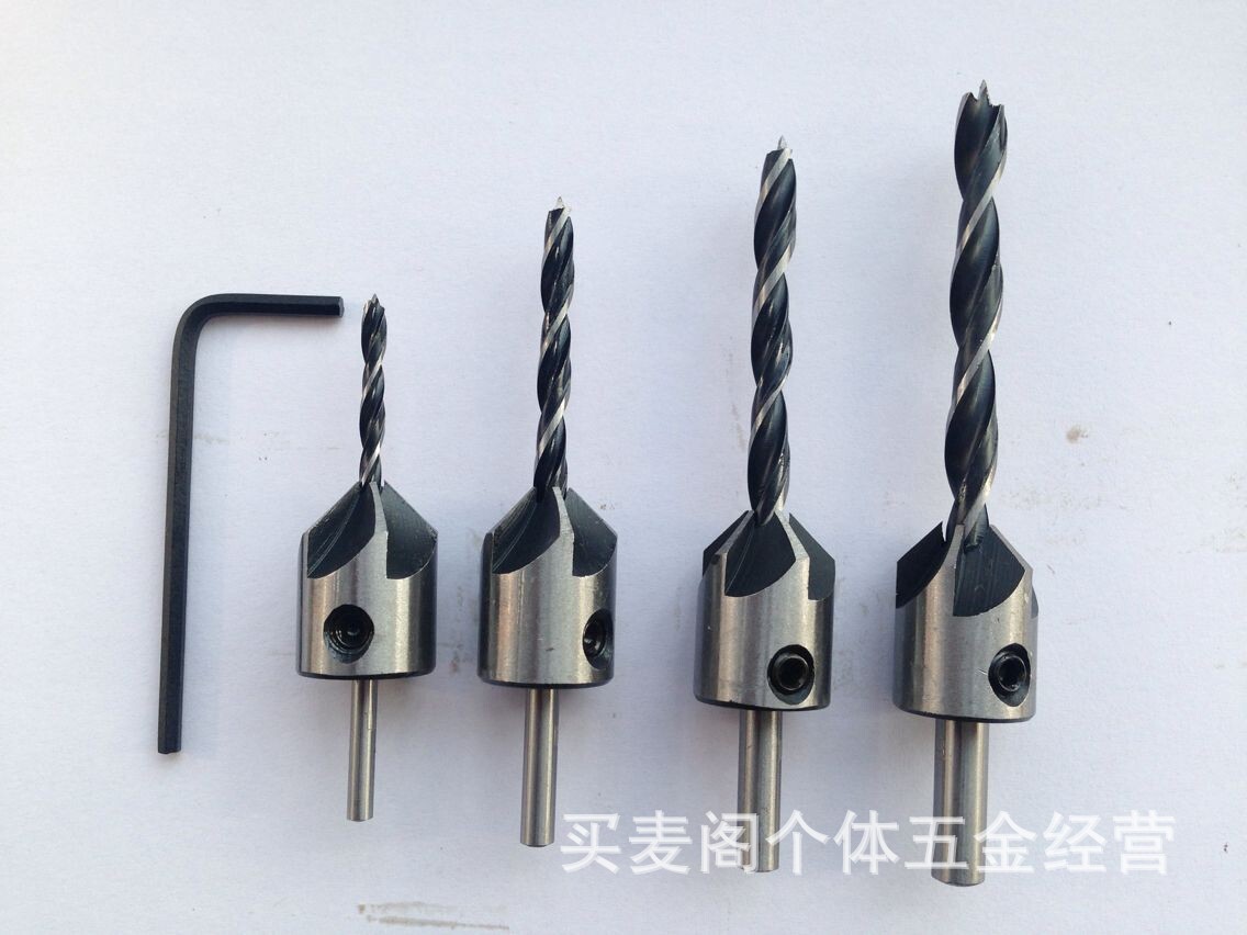 Three-point woodworking countersunk drill/reamer drill/woodworking chamferer/pilot drill/high-speed steel drill
