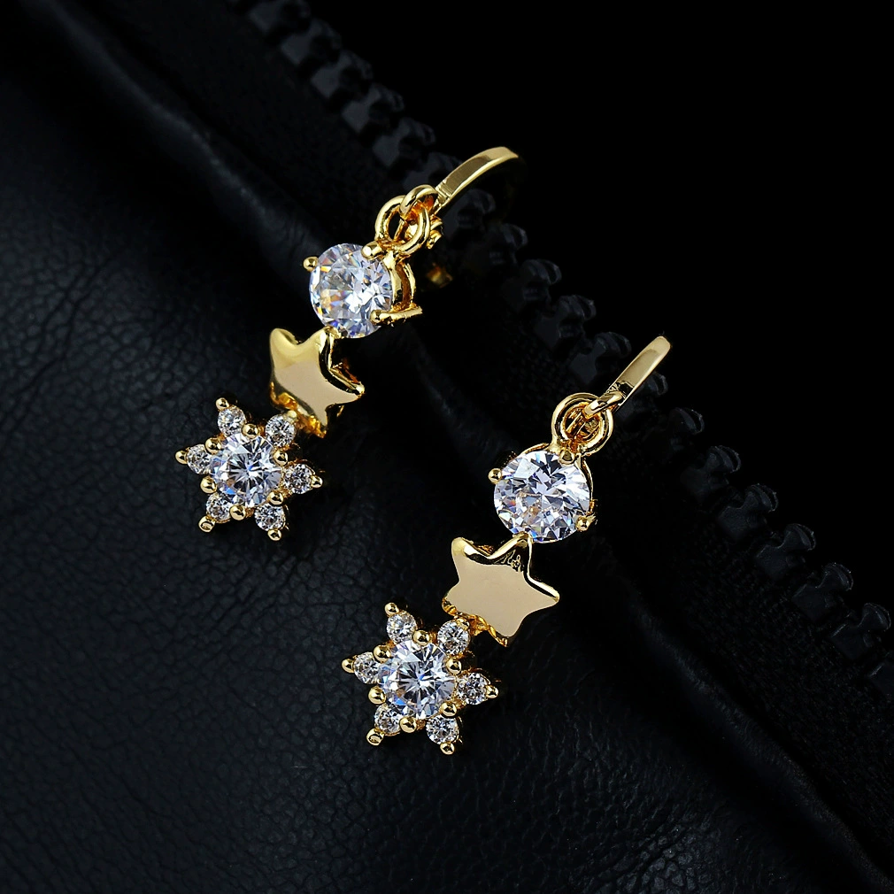Platinum earrings for St. Valentine's Day with zircon, Birthday gift, 18 carat