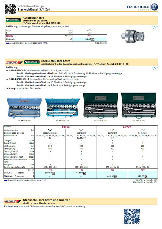 哈恩库博 棘轮套筒扳手组套3/4”四方驱动头六方套筒 接头 延长杆