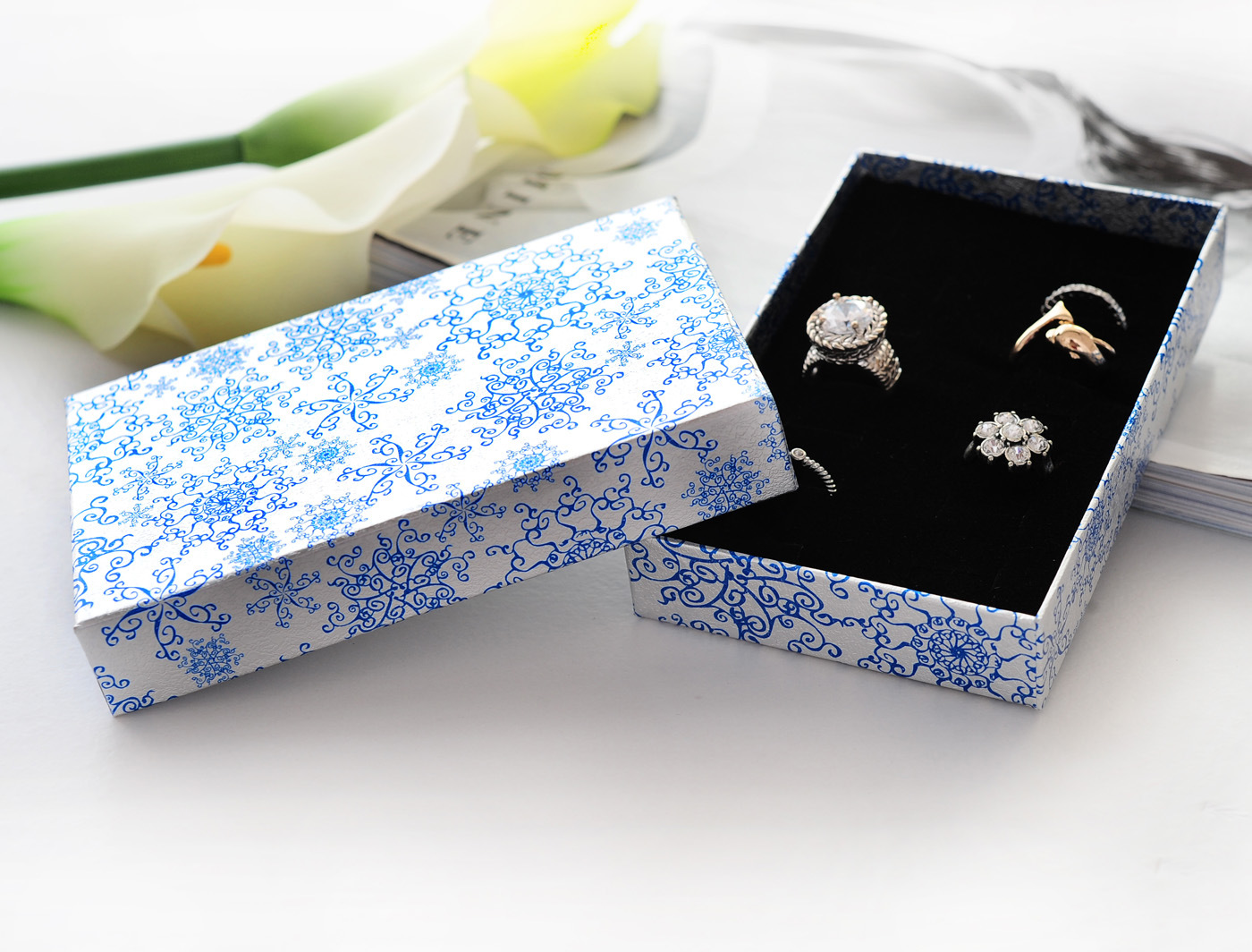 首饰纸盒批发现货青花瓷戒指项链饰品纸盒包装盒定做各种纸盒