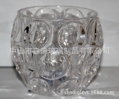 廠家直銷定制圓點花紋圓形水晶玻璃燭台燈罩