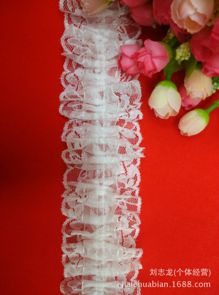 双边蕾丝加纱带打工字 前三后三自制花边