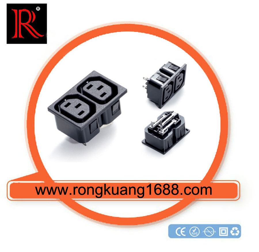 No.:102 IEC 320 插座 品字尾母座 双联卡扣插座 卡位式母插 插座