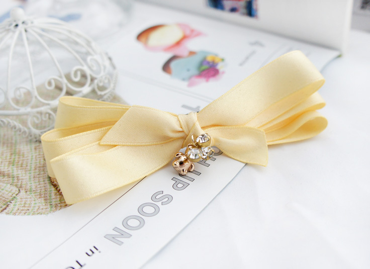 Hairpin Korea Bear Rhinestone Hairpin Ribbon Bow Hairpin Spring Clip display picture 2