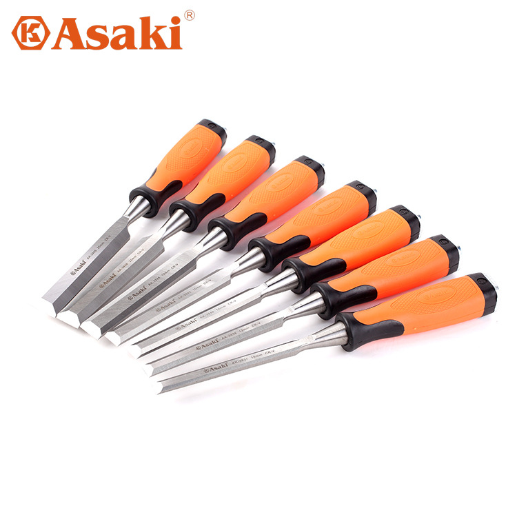 ASAKI 高档TPR穿心柄木工凿 锉刀开槽凿 凿子 扁凿 平扁铲木凿刀