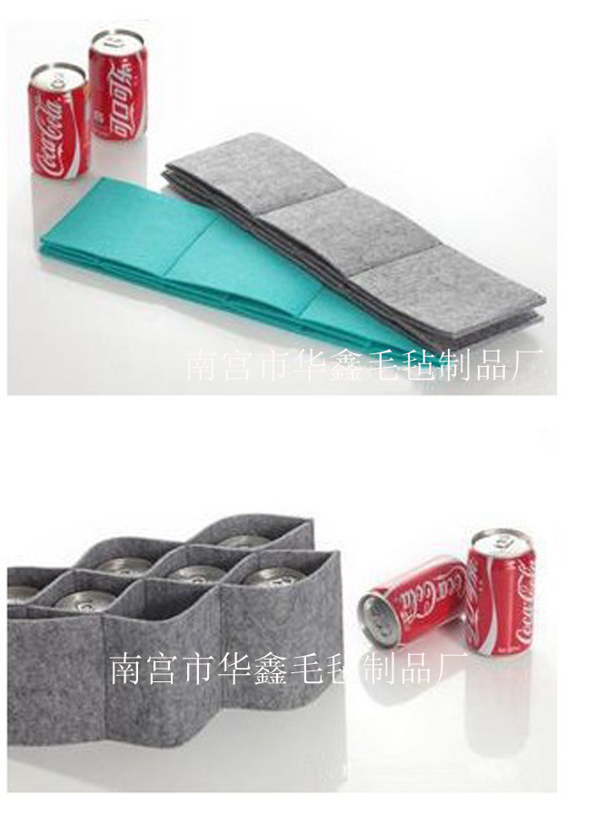 定做简约毛毡可乐罐装套 可乐收纳袋 多瓶装毛毡酒瓶袋  红酒领结