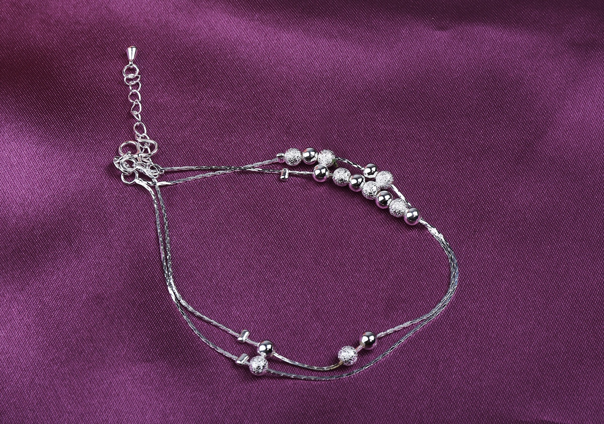 Korean Style Silver Plated Rotating Bead Anklet With Pearls_voghion.com