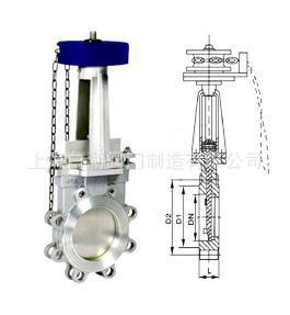 PZL73链轮传动刀闸阀（梅花形法兰）链轮单夹式刀型闸阀 刀型闸阀