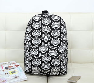 Wholesale College Style Printed Canvas Backpack Women Bag Beard Pattern Student Canvas Computer Schoolbag