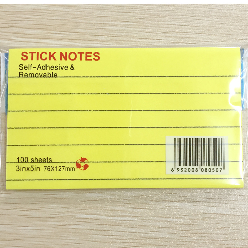 Notas adhesivas fluorescentes 76×127mm, coloridas y portátiles.