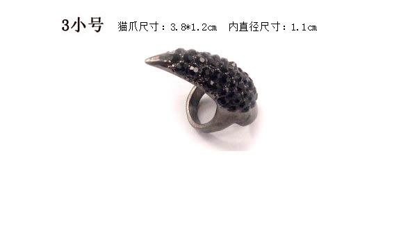 Articulated Diamonds Exaggerated Long Nails Punk Style Fashion Diamond Embellished Cat Demon Tips Long Nail Sleeve Ring display picture 15