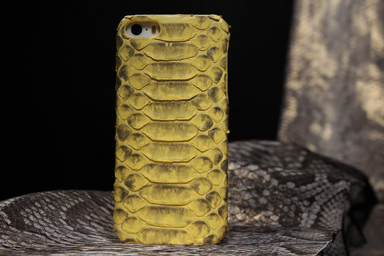 i-idea Handmade Luxury Genuine Real Python Snake Skin Leather Case Cove for Apple iPhone SE/5S/5