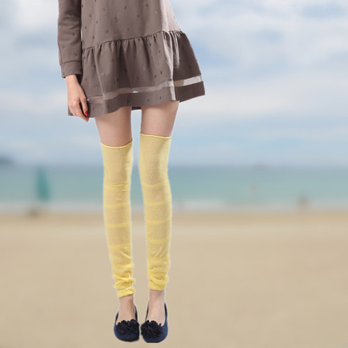 Japanese thin cotton summer air-conditioned room warm leggings non-slip stockings set high knee-high outdoor sun protection pile socks