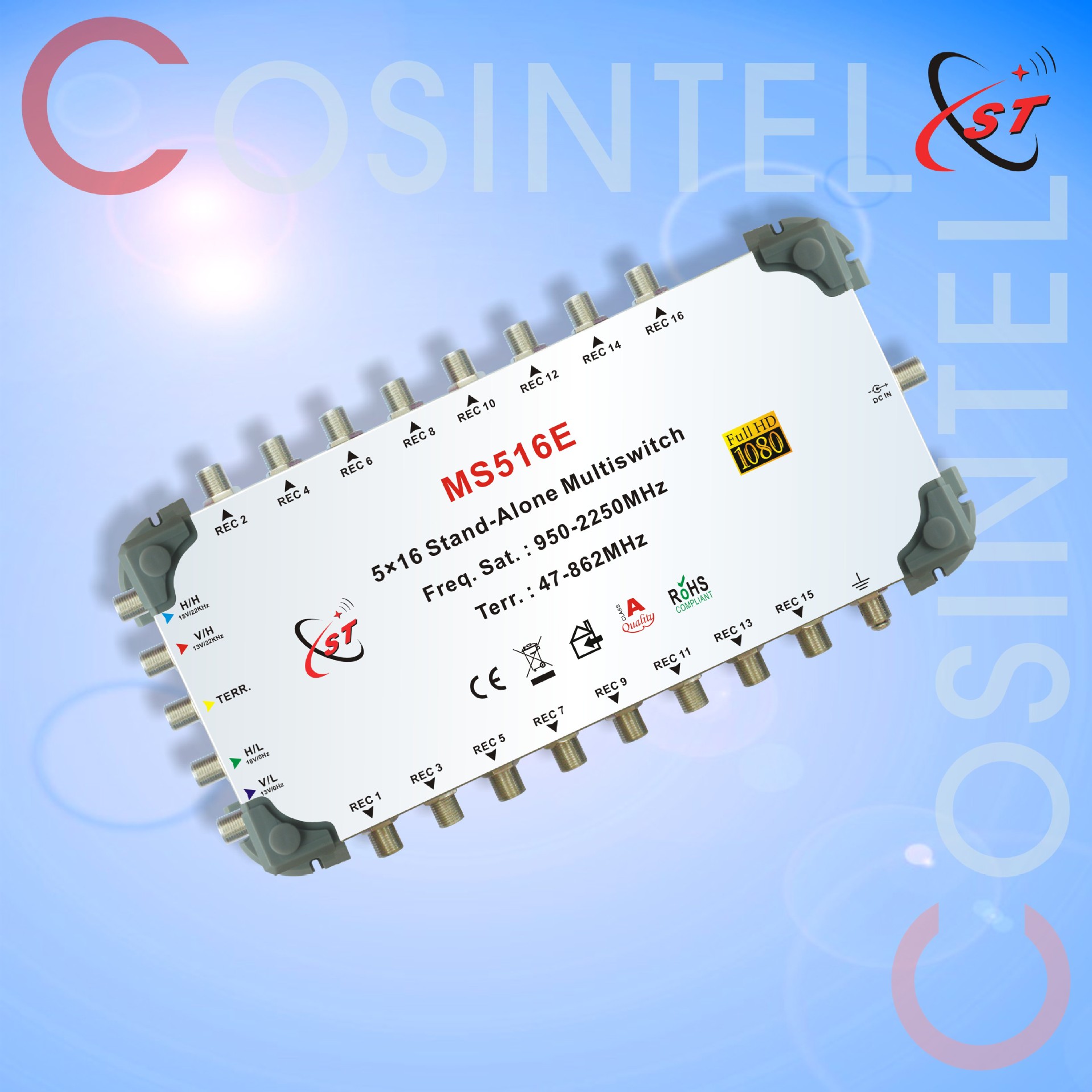 5 IN16OUT multi-switch 516E/516C多路开关带灯/不带灯卫星开关