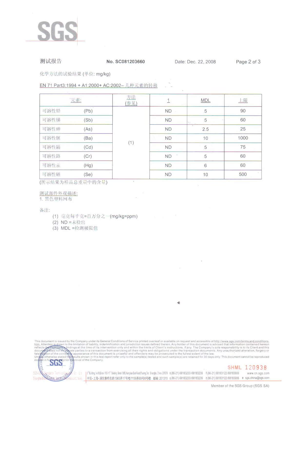 8大重金属检测报告