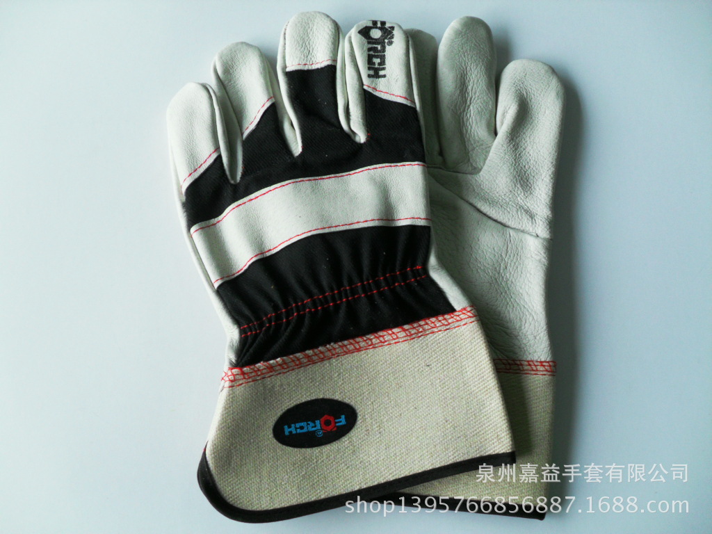 猪头层皮斜指款手套