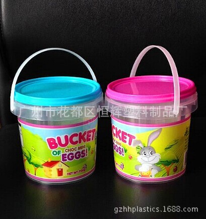 恒辉直销1L食品桶塑料PP密封带提手圆桶可膜内贴热卷印刷现货水桶