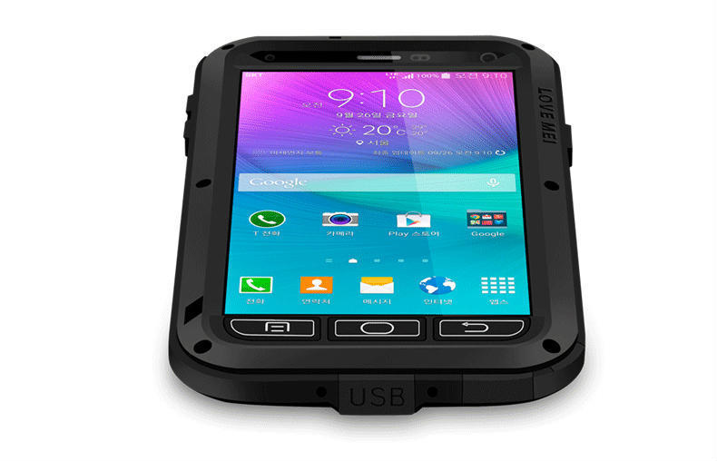 LOVE MEI Powerful Water Resistant Shockproof Dust/Dirt/Snow Proof Aluminum Metal Outdoor Heavy Duty Case Cover for Samsung Galaxy Note 4