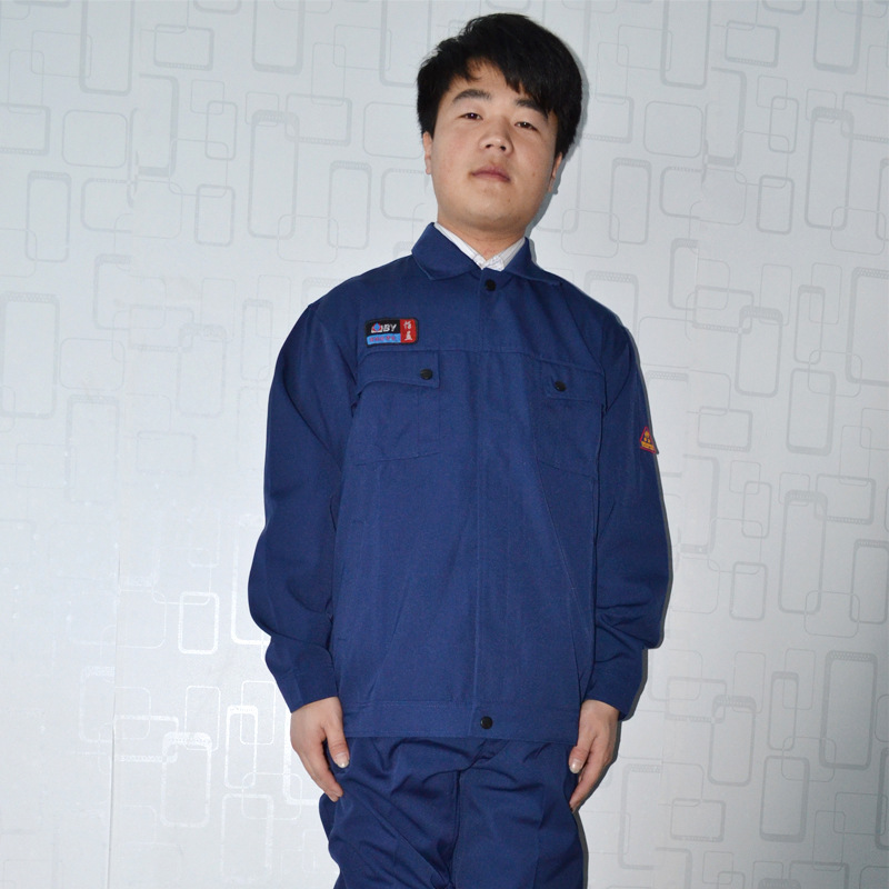 佰益牌涤棉纱卡防酸防静电工装秋冬长袖防酸碱防静电工作服防护服