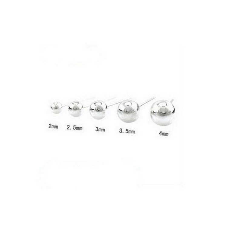 Earrings, cute round beads, accessory, 925 sample silver, silver 925 sample, pearl silver, 2.5mm