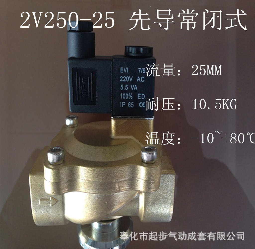 亚德客型2V250-25二位二通先导式电磁阀气阀1寸AC220V快速响应